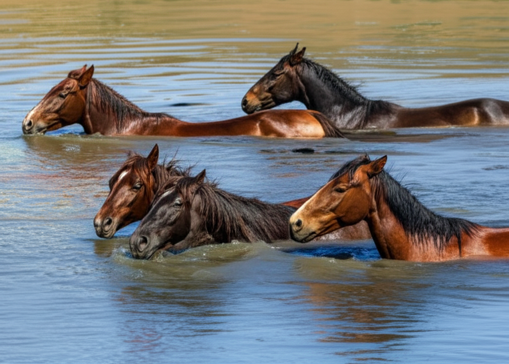 Salt River horses swimming