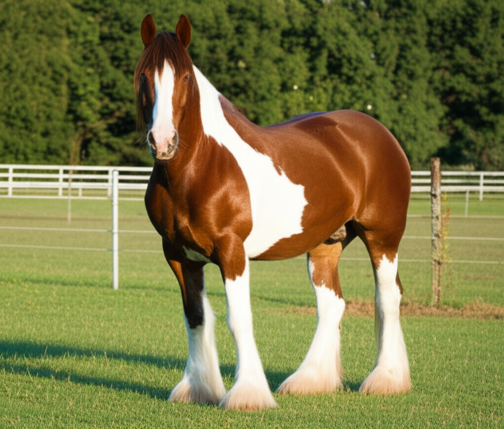 Magnificent Clydesdale draft horse
