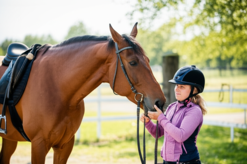 Morgan Horse with friendly temperament being petted