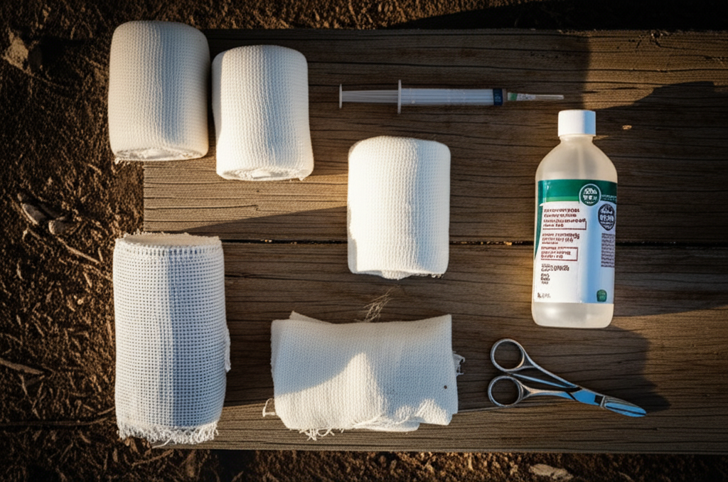 Veterinarian examining horse