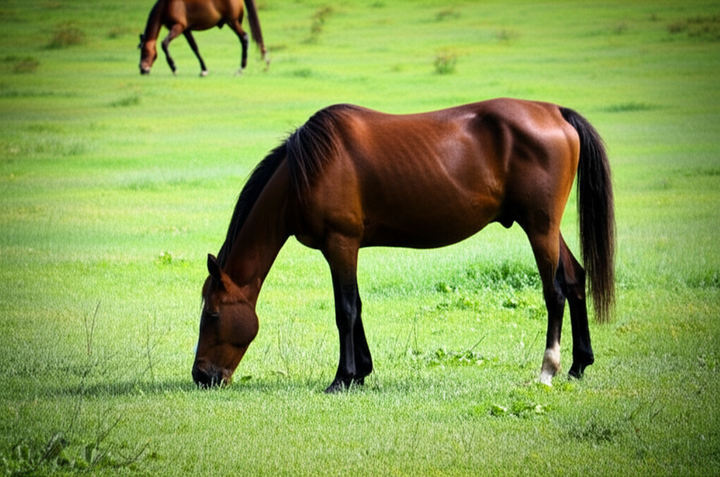 Horse grazing safely