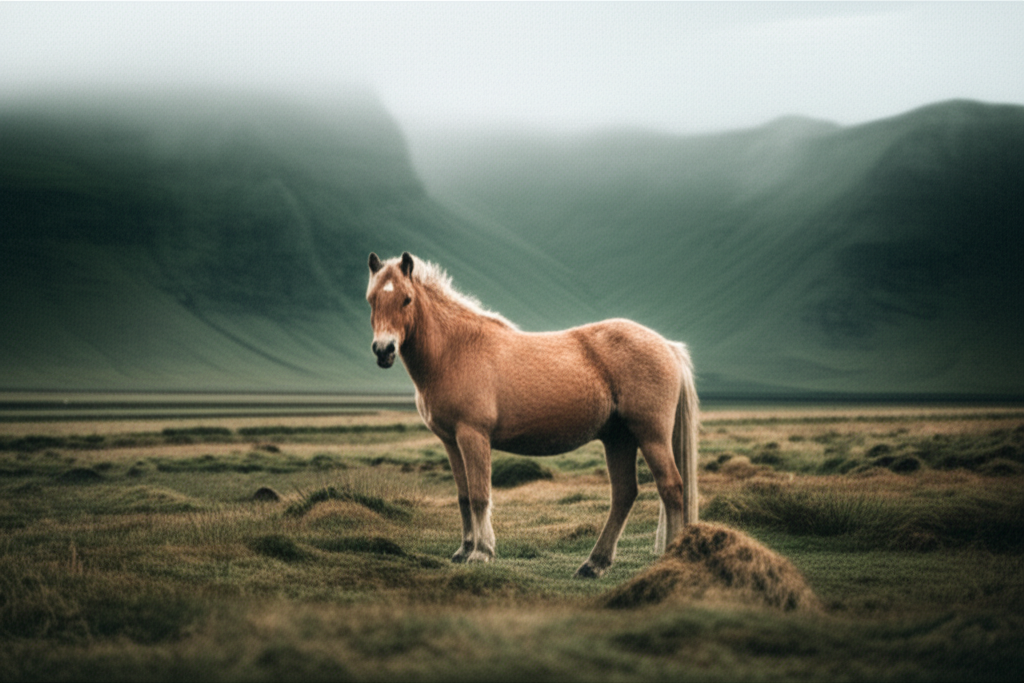 Icelandic horse in snow