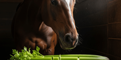 celery stalks cut into pieces next to a horse in a stable ph 20260303 060013